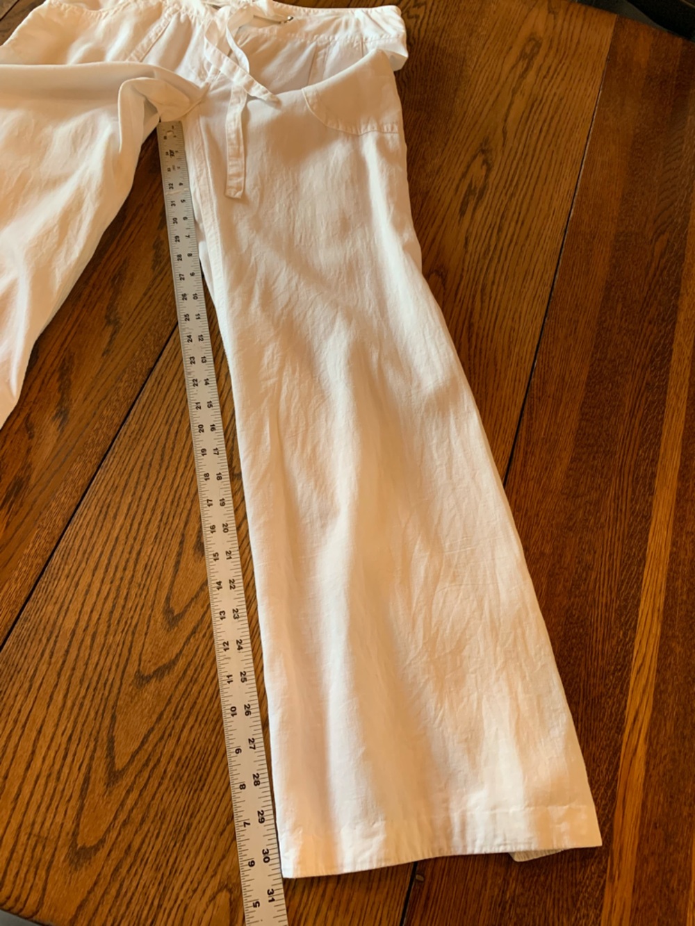 White Wide-Leg Drawstring Pants - Picture 6 of 6